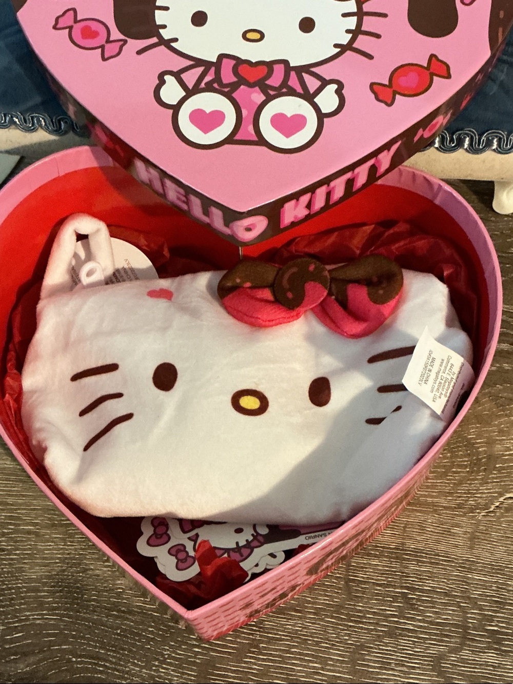 Hello Kitty Sanrio Pink & Brown Heart Box Pencil Pouch Stickers Figures NEW - Picture 4 of 8